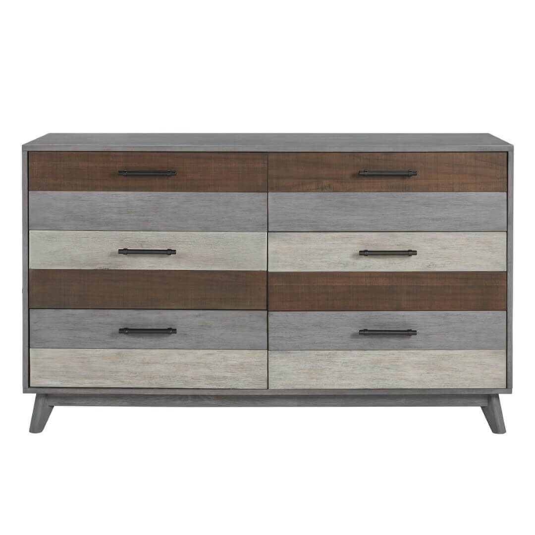 Cascade 6 Drawer Dresser - Front View of Cascade 6 Drawer Dresser Multi Tone Gray