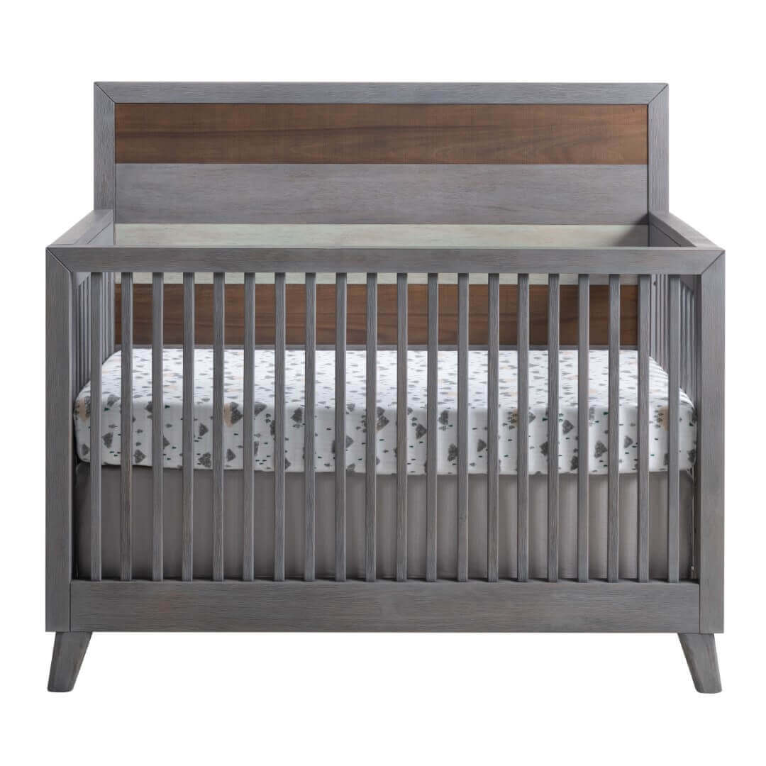 Cascade 4 In 1 Convertible Crib - Front View of Cascade 4 In 1 Convertible Crib Multi Tone Gray