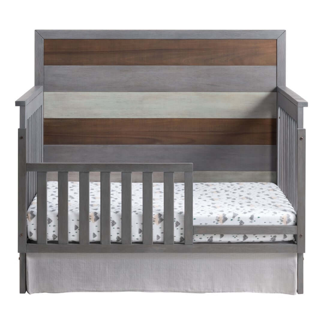 Cascade Guard Rail - Front View of Cascade Convertible Crib with Guard Rail Multi Tone Gray
