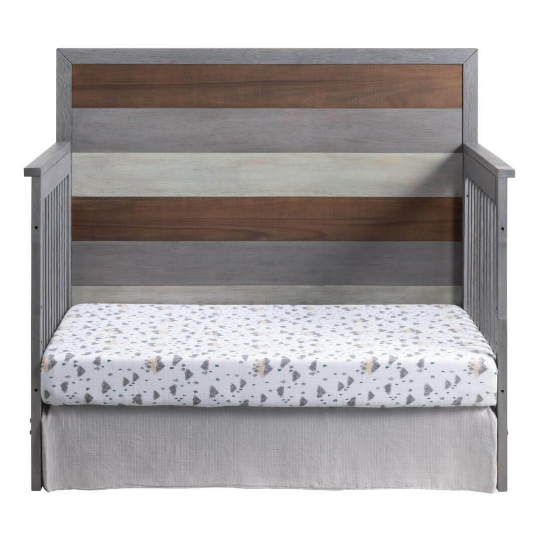 Cascade 4 In 1 Convertible Crib - Front View of Cascade Daybed Multi Tone Gray
