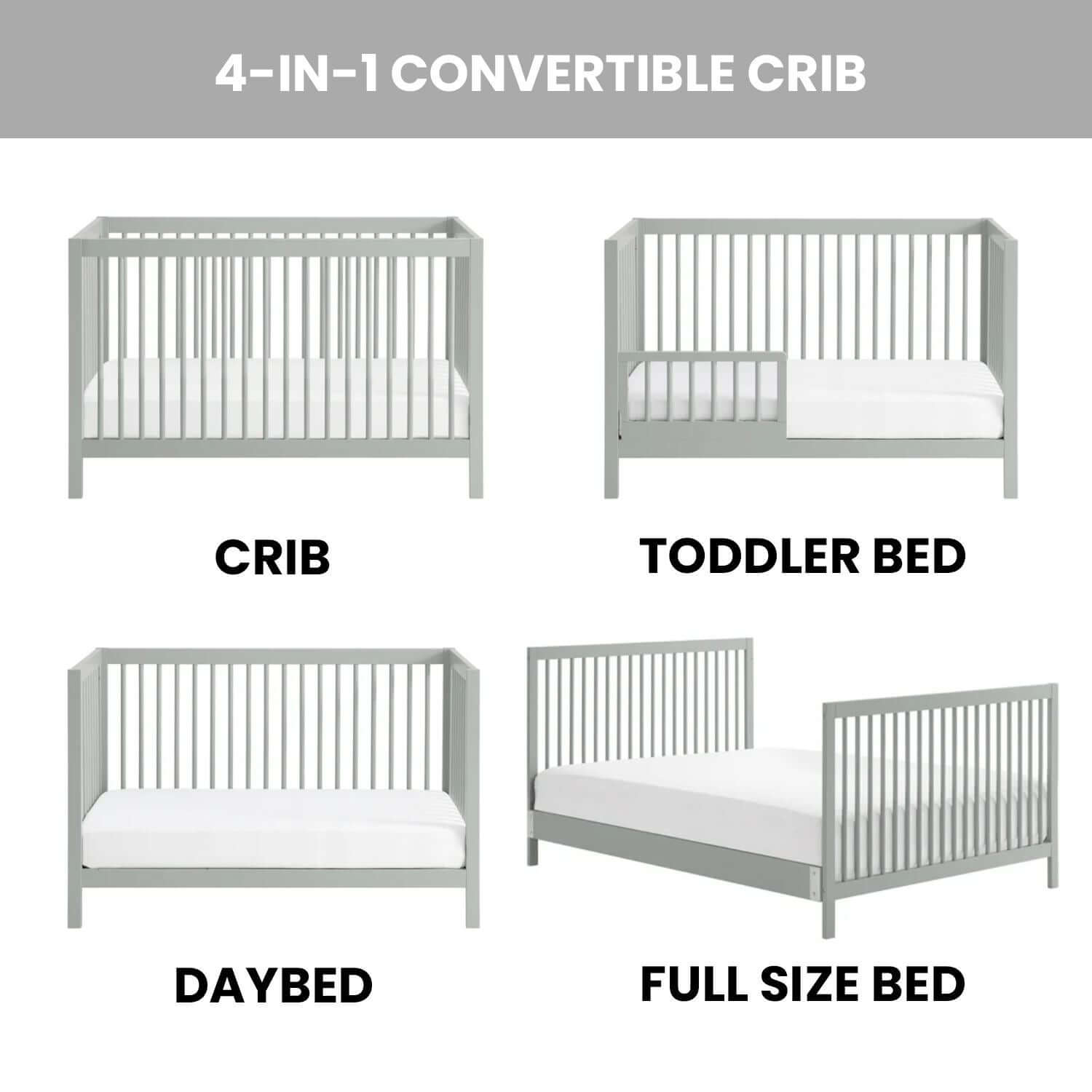 Essential 4 in 1 Island Crib - Feature Image of 4 in 1 Island Crib Gray