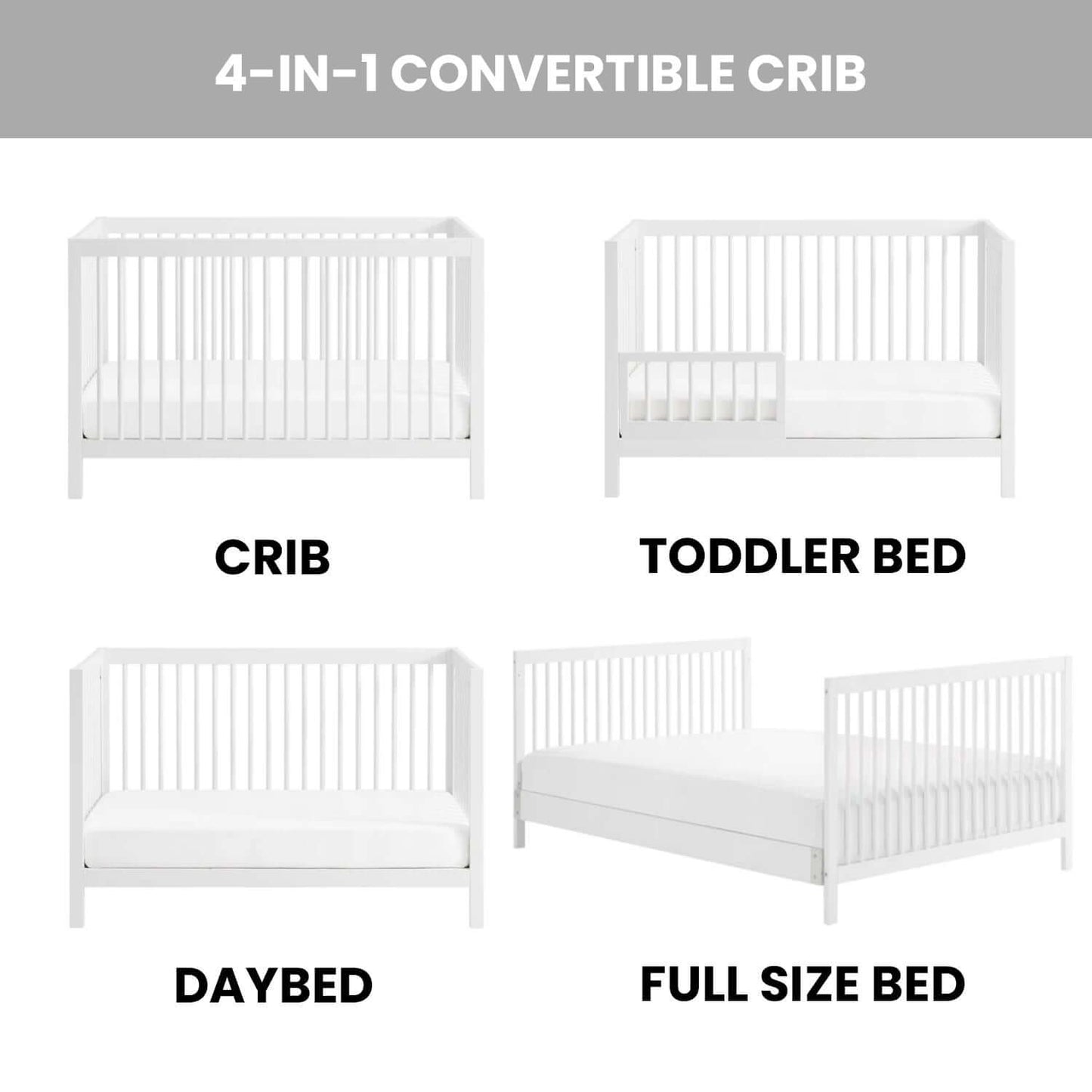 Essential 4 in 1 Island Crib - Feature Image of 4 in 1 Island Crib White
