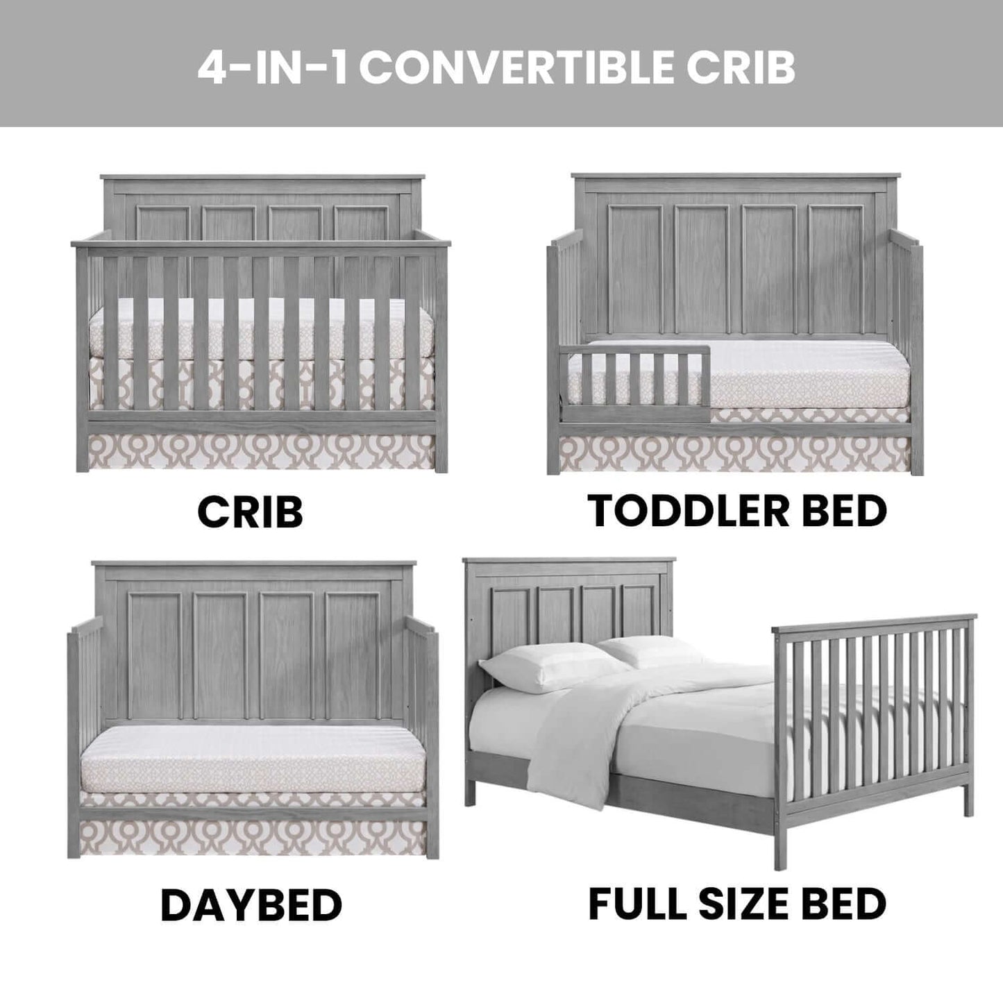 Bennett 4-in-1 Convertible Crib - Feature Image of Bennett 4-in-1 Convertible Crib Rustic Gray