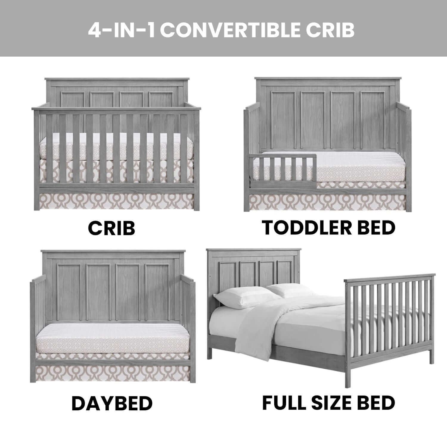 Bennett 4-in-1 Convertible Crib - Feature Image of Bennett 4-in-1 Convertible Crib Rustic Gray
