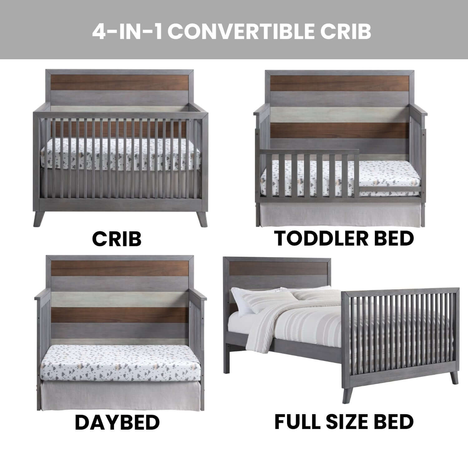 Cascade 4 In 1 Convertible Crib - Feature Image of Cascade 4 In 1 Convertible Crib Multi Tone Gray