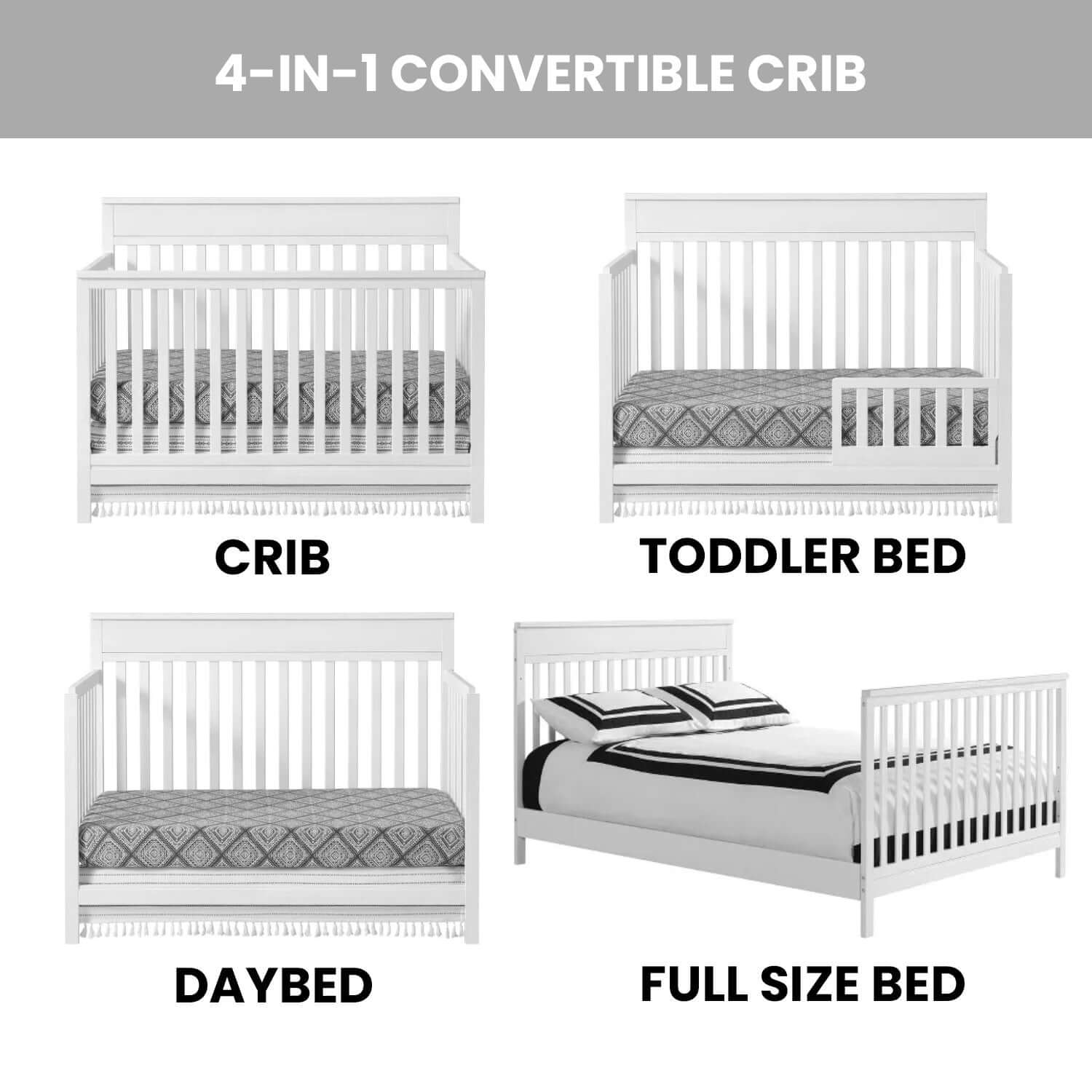 Castle Hill 4-in-1 Convertible Crib - Feature Image of Castle Hill 4-in-1 Convertible Crib Barn White