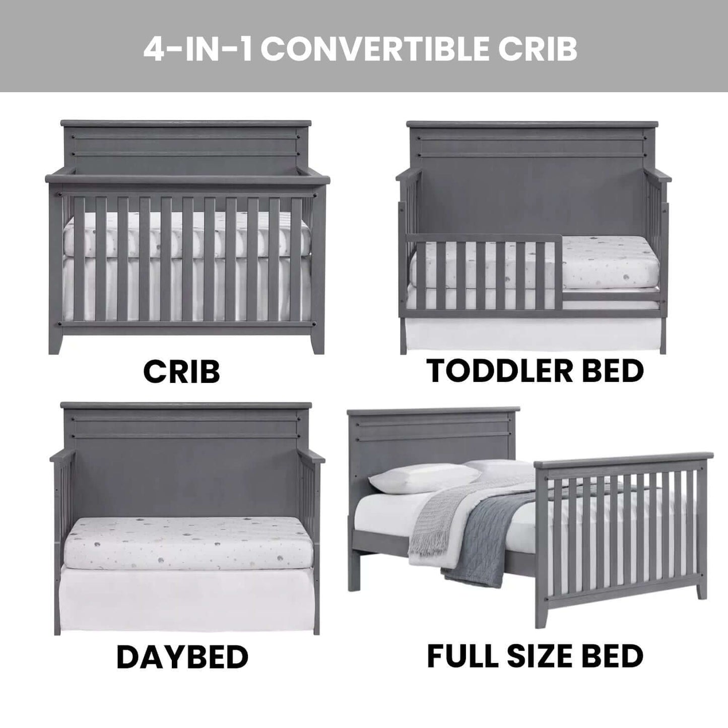 Ellison 4 In 1 Convertible Crib - Feature Image of Ellison 4 In 1 Convertible Crib Ash Gray