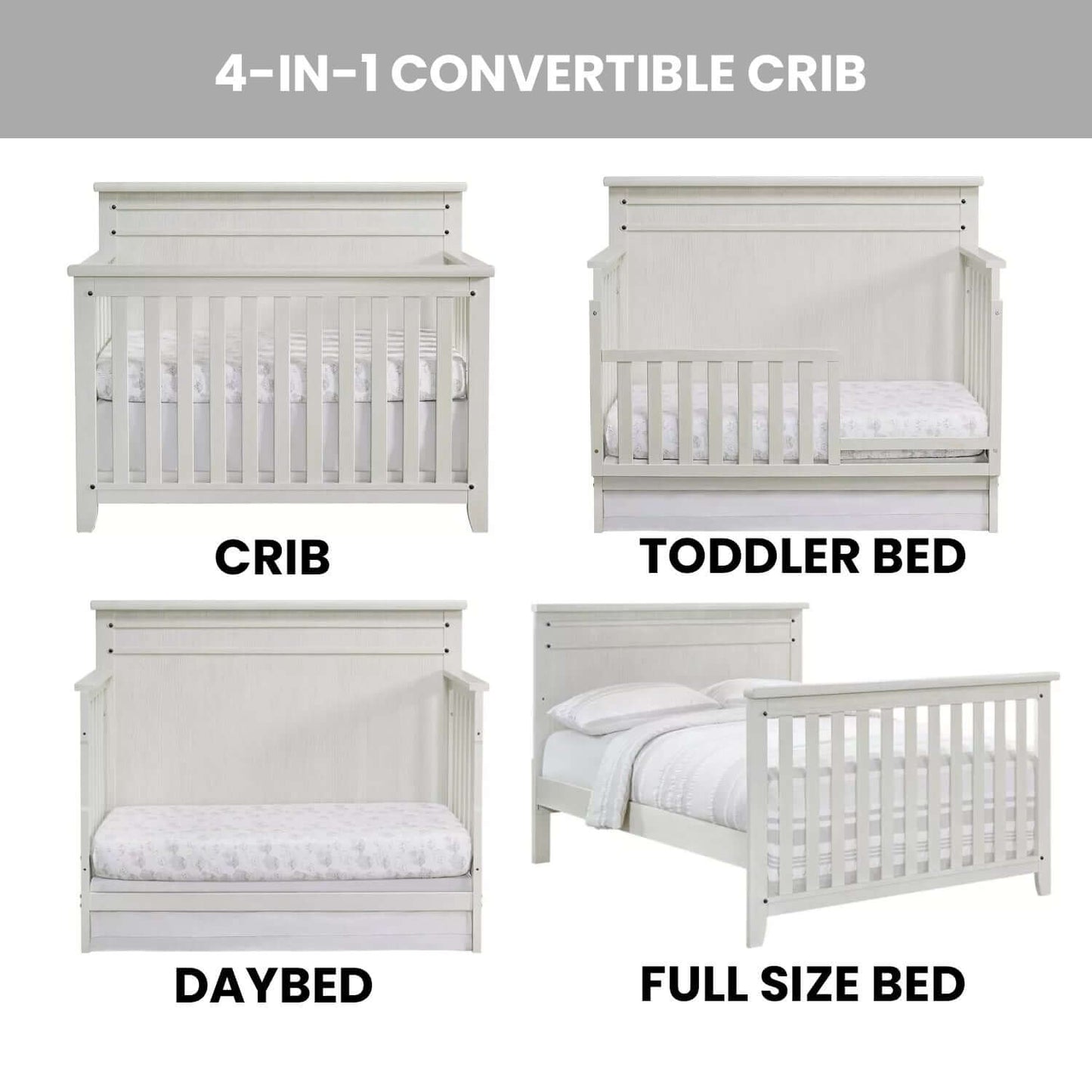 Ellison 4 In 1 Convertible Crib - Feature Image of Ellison 4 In 1 Convertible Crib Rustic White