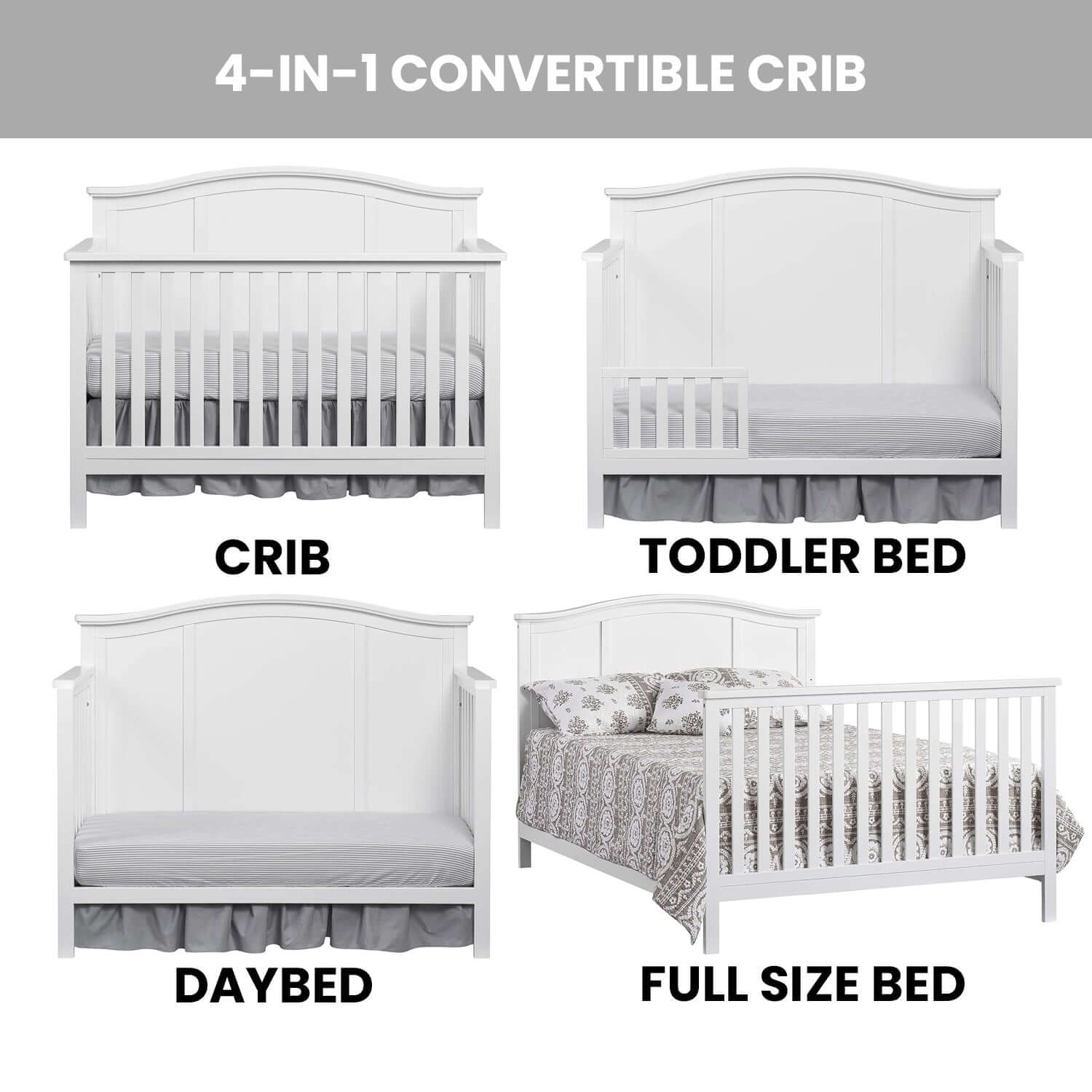 Emerson 4-in-1 Convertible Crib - Feature Image of Emerson 4-in-1 Convertible Crib Snow White