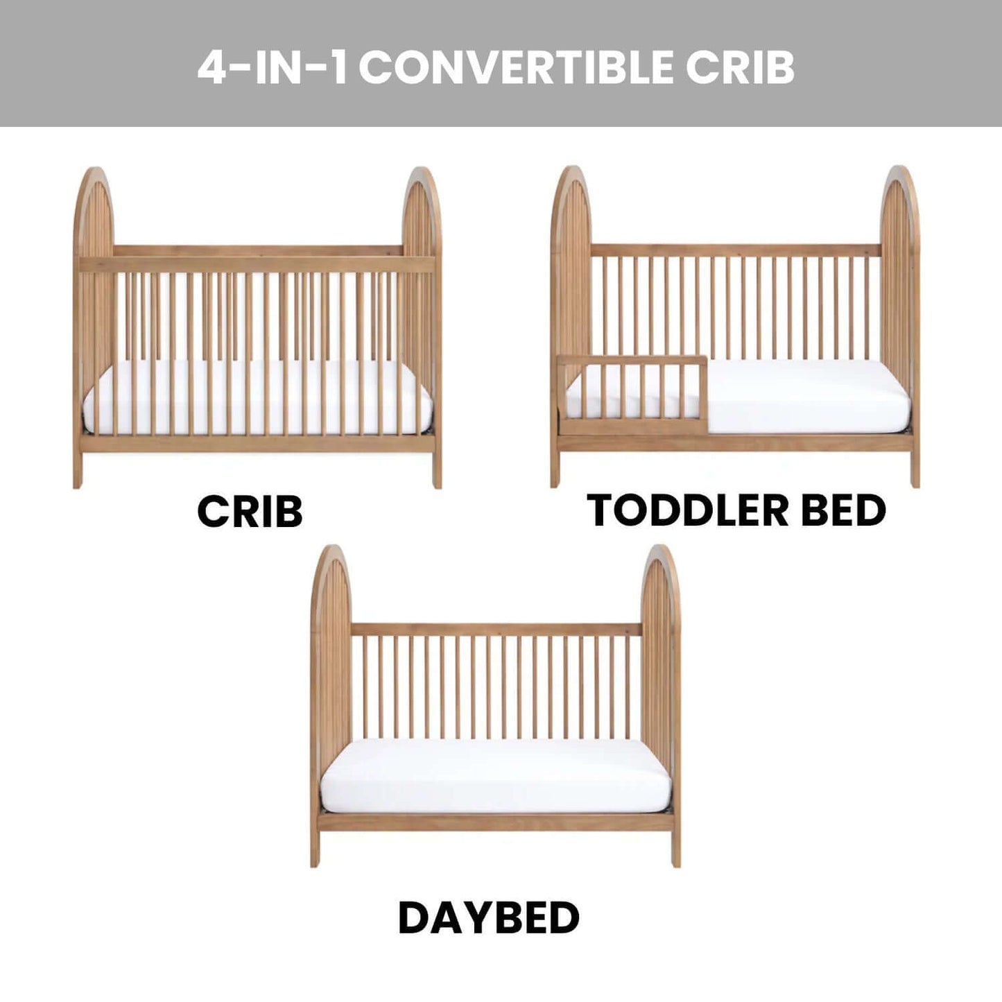 Everlee 3 in 1 Convertible Crib - Feature Image of Everlee 3 in 1 Convertible Crib Honey Wood