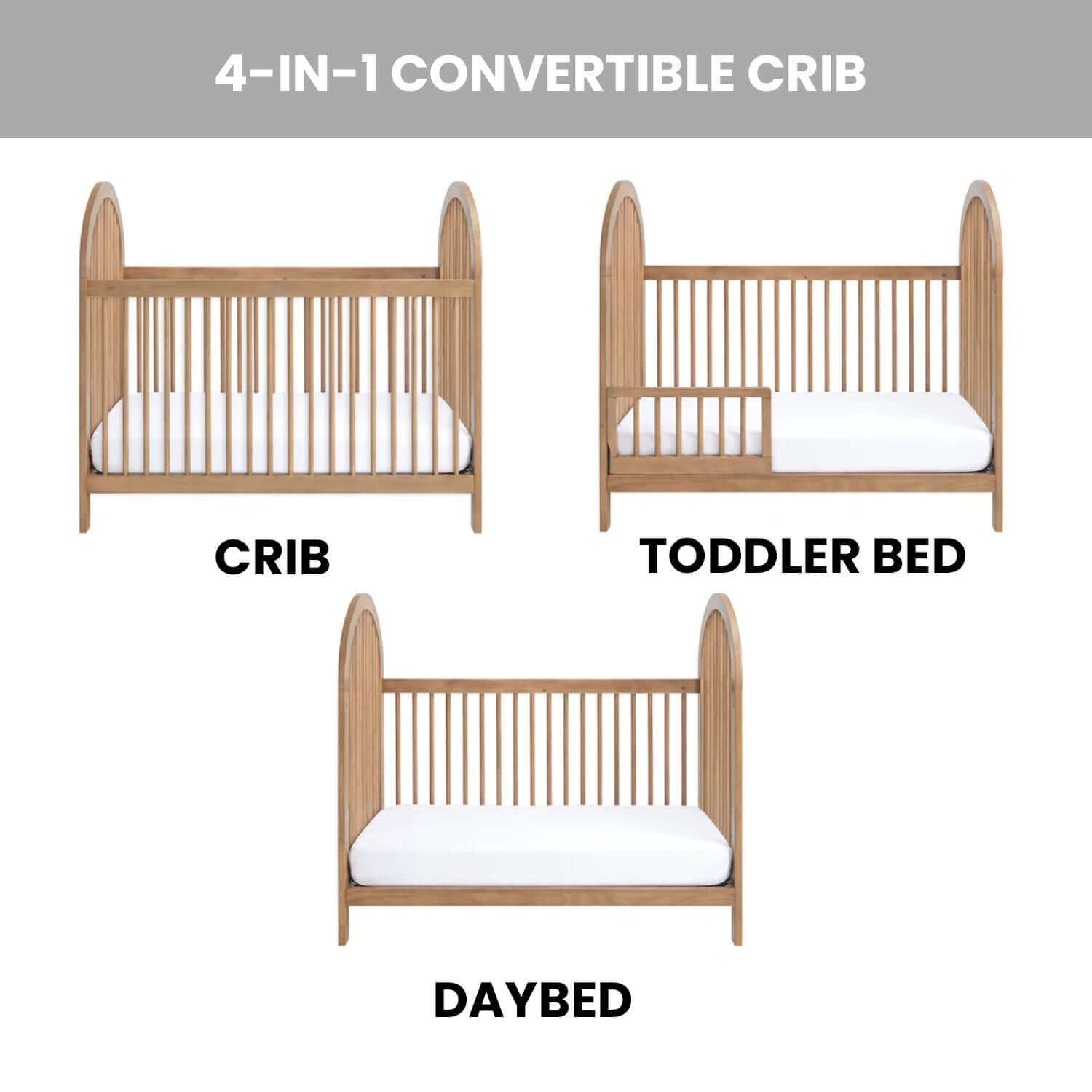 Everlee 3 in 1 Convertible Crib - Feature Image of Everlee 3 in 1 Convertible Crib Honey Wood