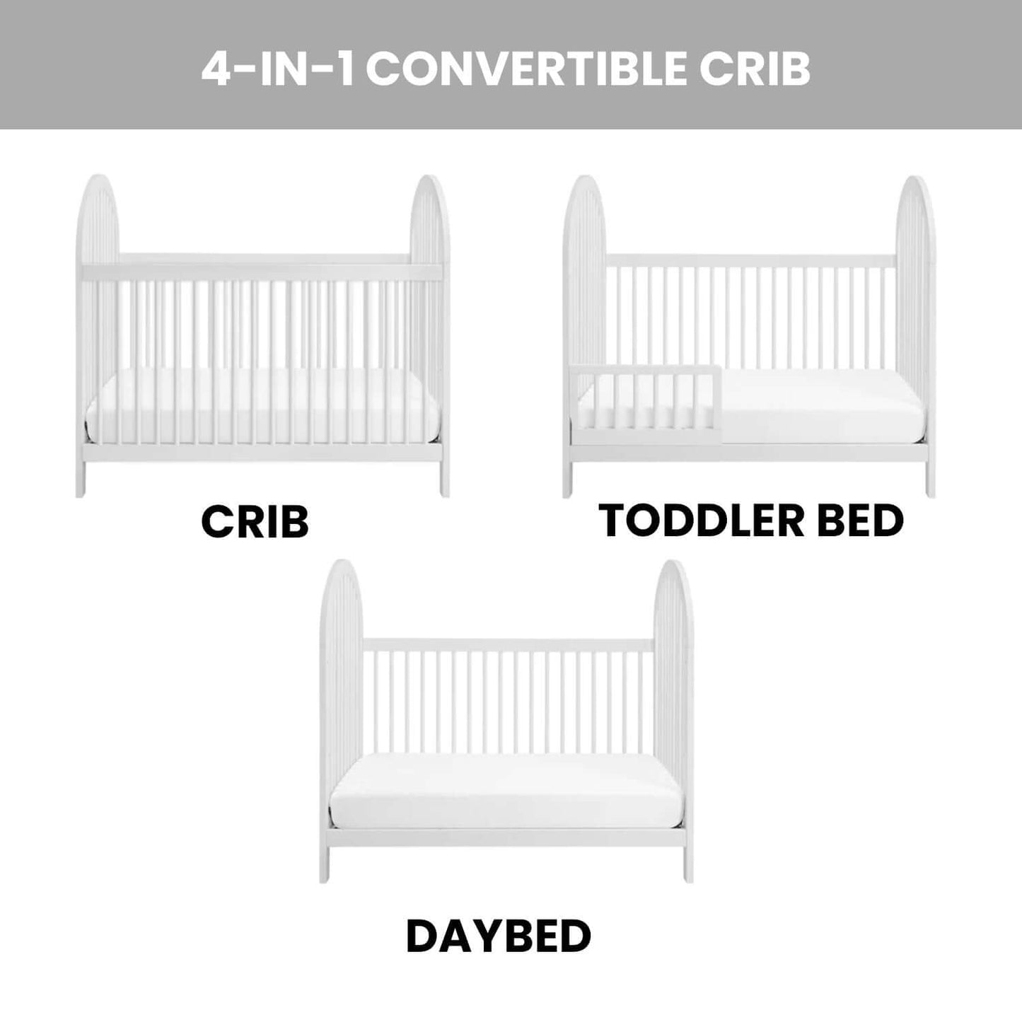 Everlee 3 in 1 Convertible Crib - Feature Image of Everlee 3 in 1 Convertible Crib Whitewash