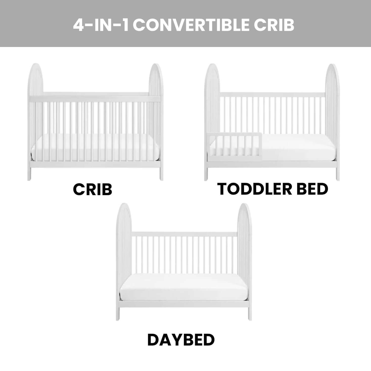 Everlee 3 in 1 Convertible Crib - Feature Image of Everlee 3 in 1 Convertible Crib Whitewash
