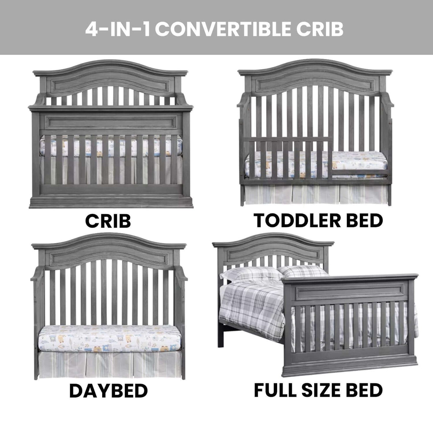 Glenbrook 4-in-1 Convertible Crib - Feature Image of Glenbrook 4-in-1 Convertible Crib Graphite Gray