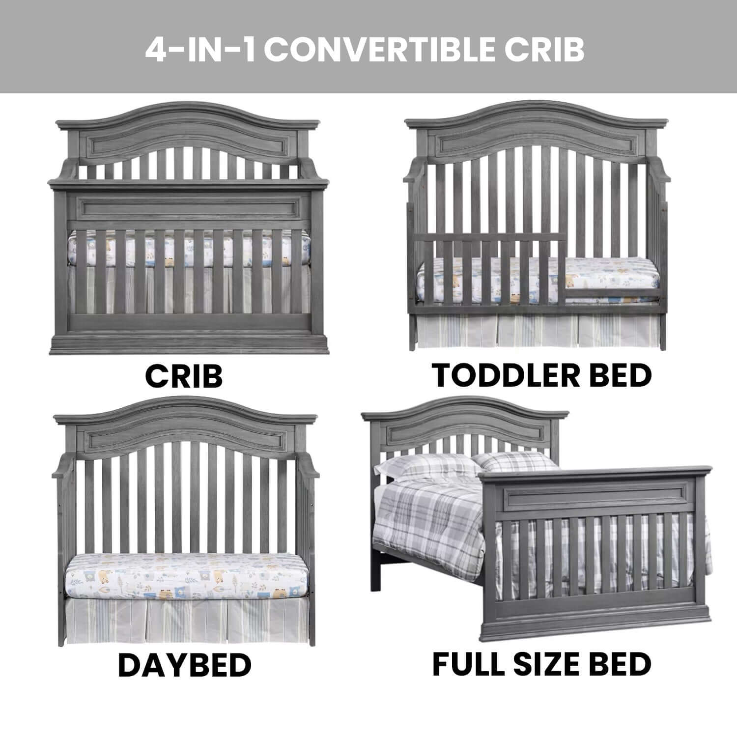 Glenbrook 4-in-1 Convertible Crib - Feature Image of Glenbrook 4-in-1 Convertible Crib Graphite Gray