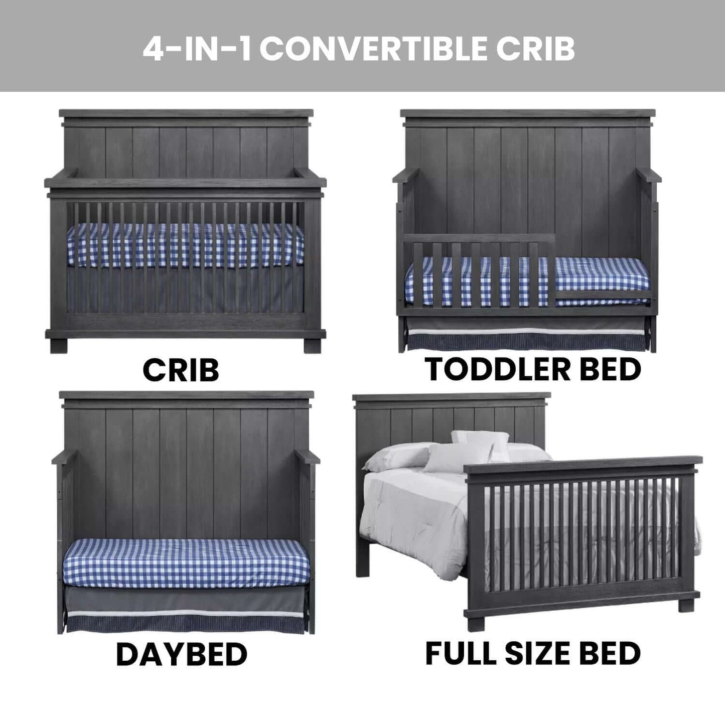 Hampton 4 In 1 Convertible Crib - Feature Image of Hampton 4 In 1 Convertible Crib Canyon Gray