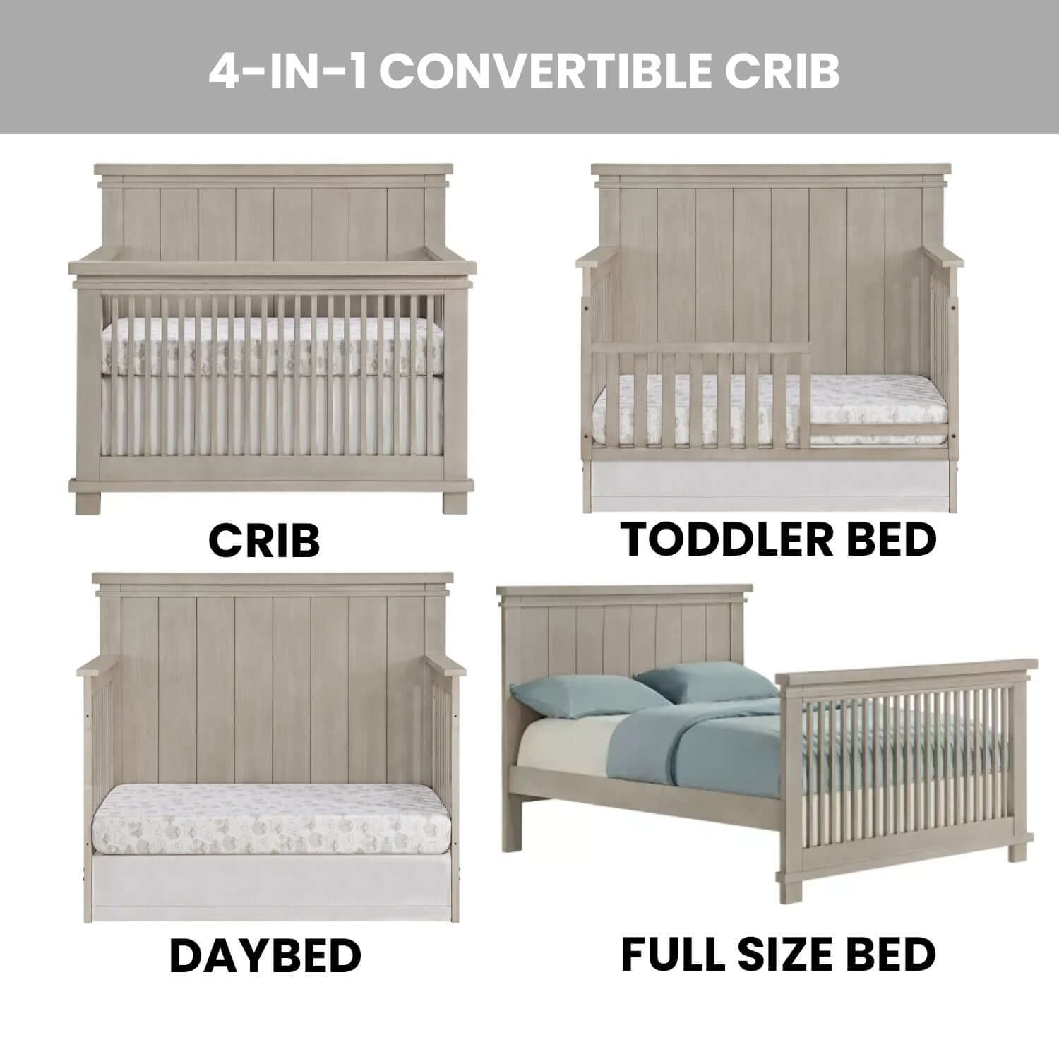 Hampton 4 In 1 Convertible Crib - Feature Image of Hampton 4 In 1 Convertible Crib Stone Wash