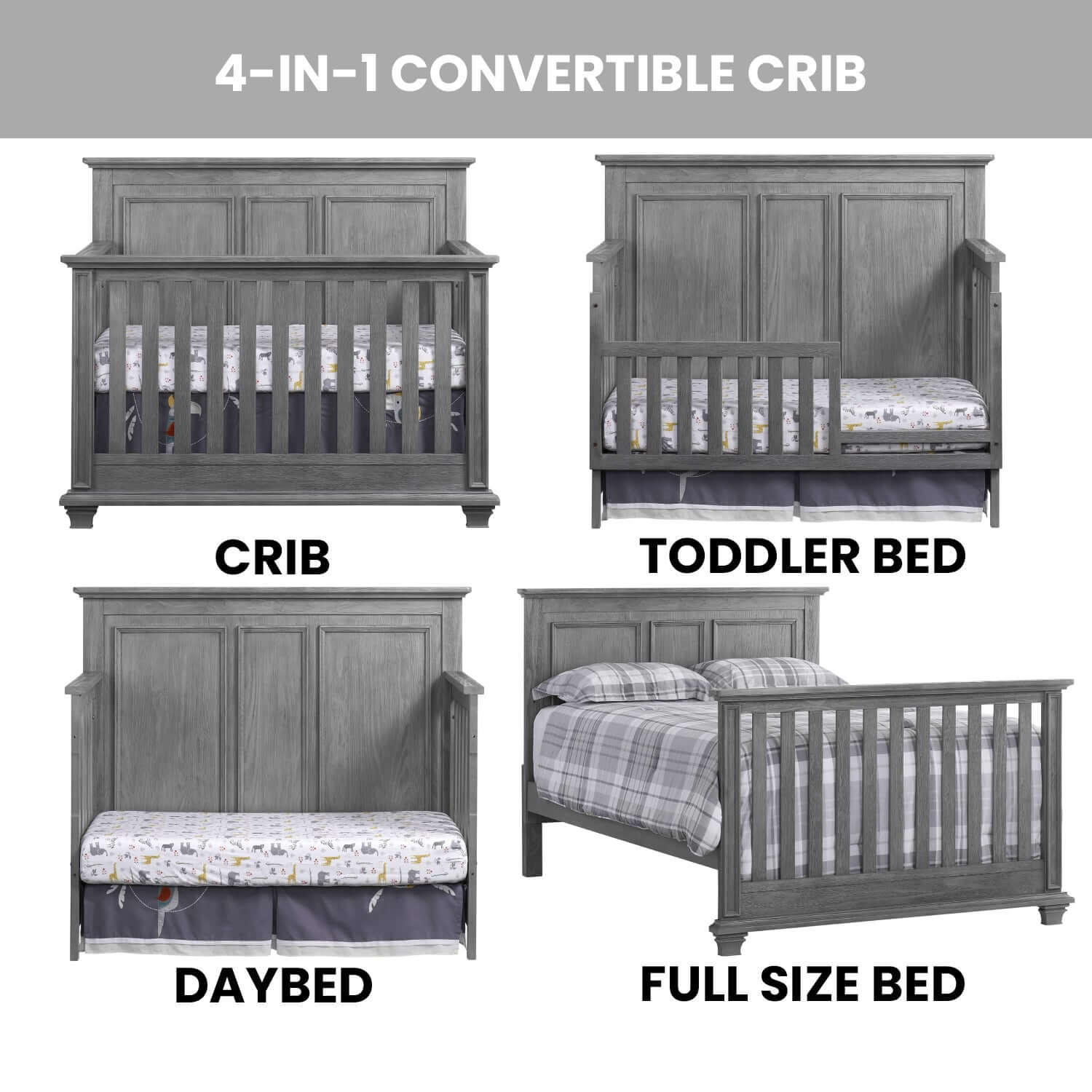 Kenilworth 4-in-1 Convertible Crib - Feature Image of Kenilworth 4-in-1 Convertible Crib Graphite Gray