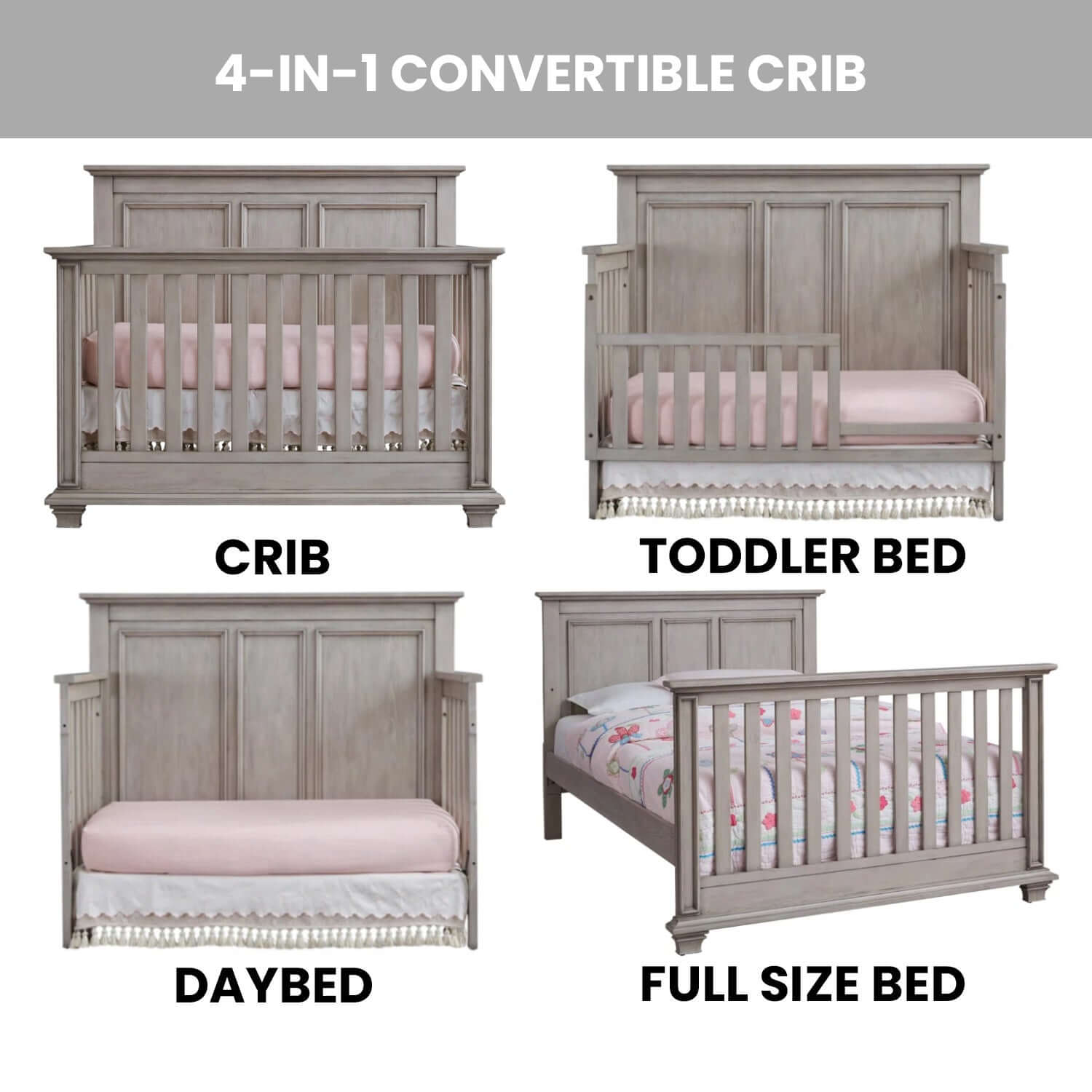 Kenilworth 4-in-1 Convertible Crib - Feature Image of Kenilworth 4-in-1 Convertible Crib Stone Wash
