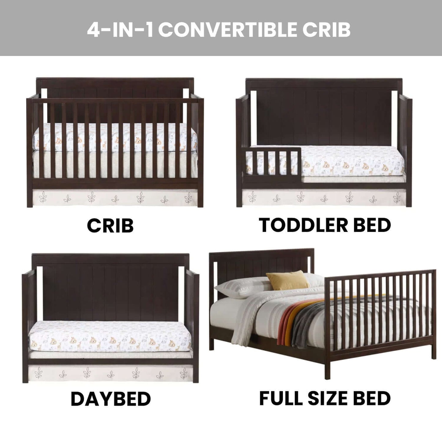 Lazio 4-in-1 Convertible Crib - Feature Image of Lazio 4-in-1 Convertible Crib Espresso