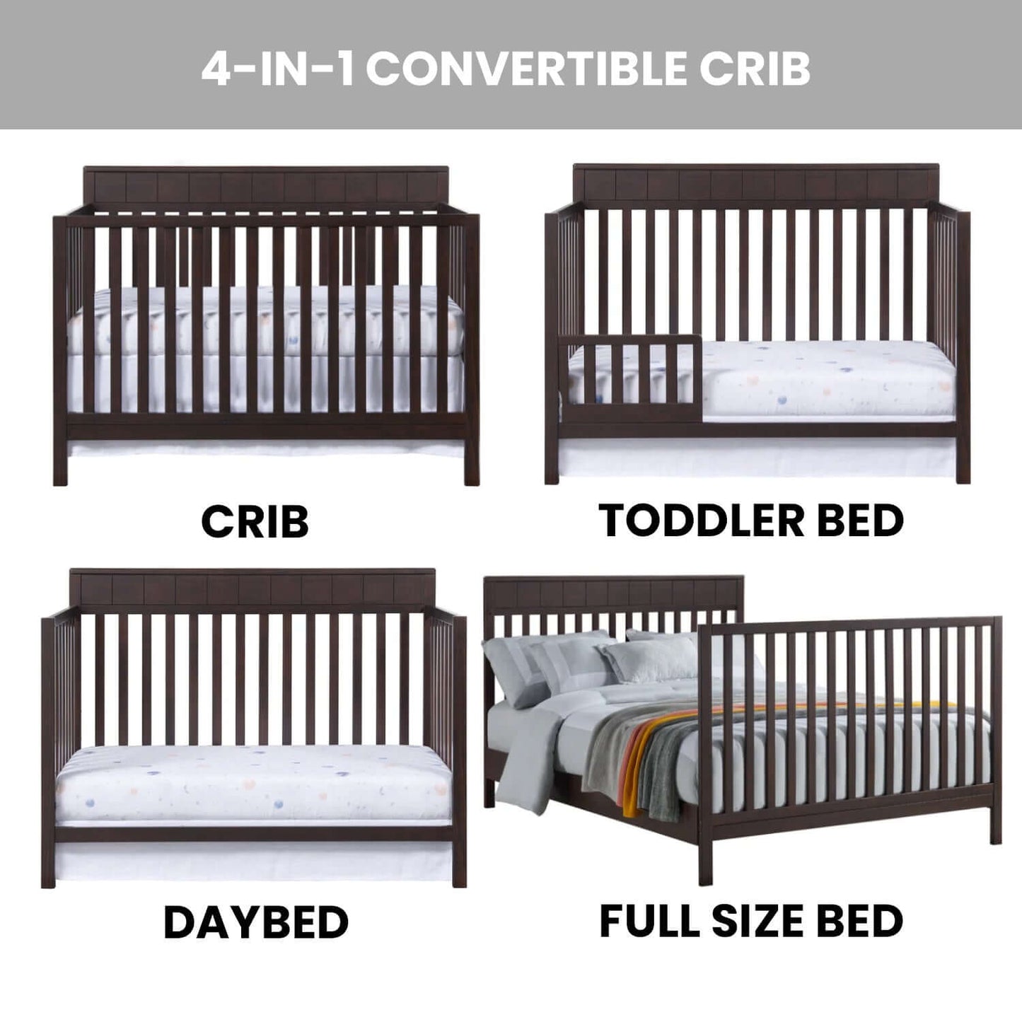 Logan 4-in-1 Convertible Crib - Feature Image of Logan 4-in-1 Convertible Crib Espresso
