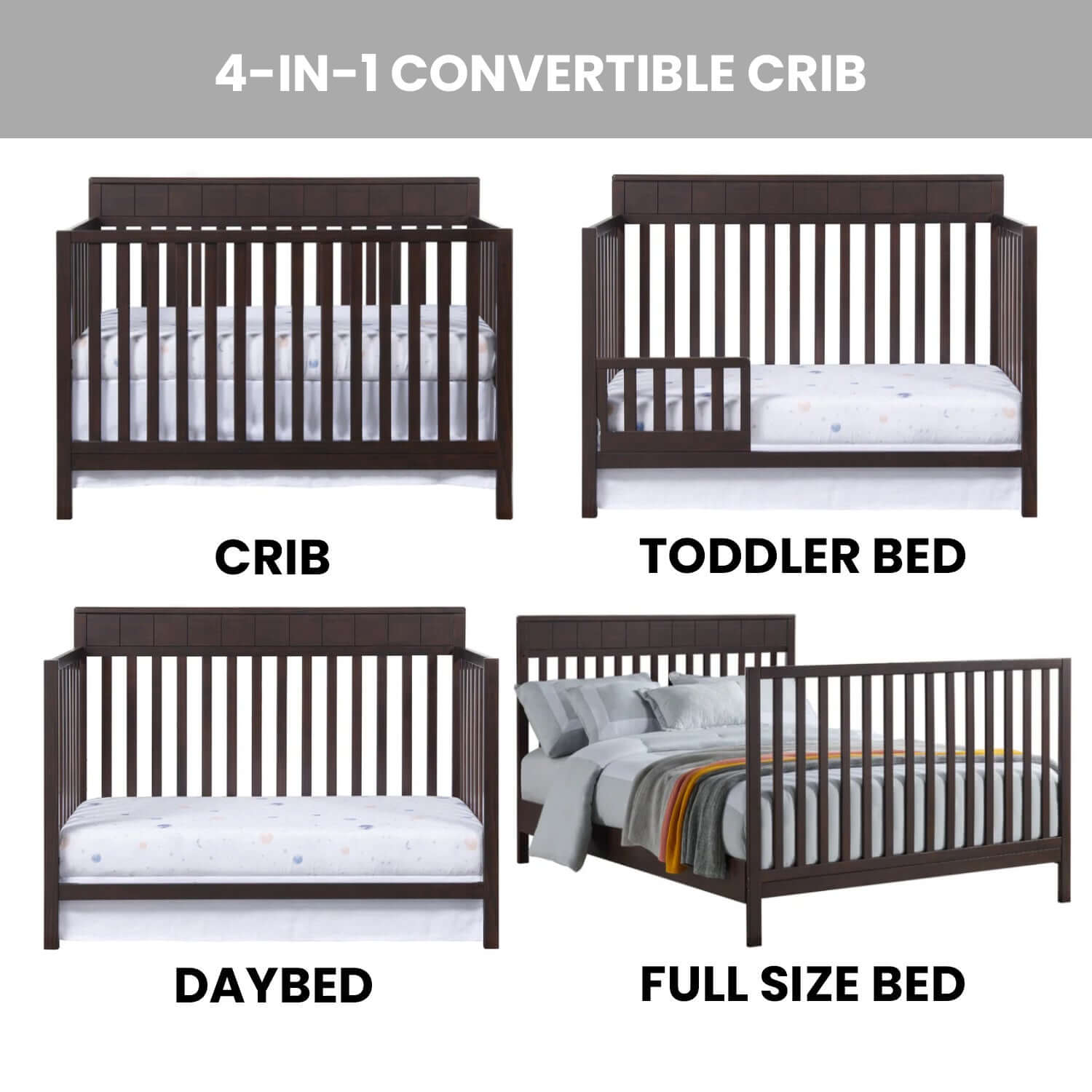 Logan 4-in-1 Convertible Crib - Feature Image of Logan 4-in-1 Convertible Crib Espresso