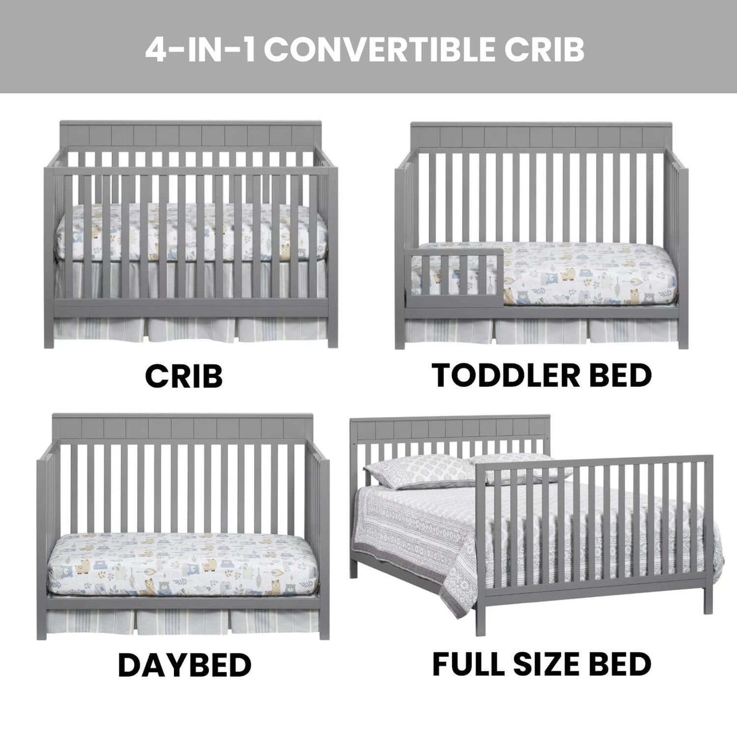 Logan 4-in-1 Convertible Crib - Feature Image of Logan 4-in-1 Convertible Crib Dove Gray