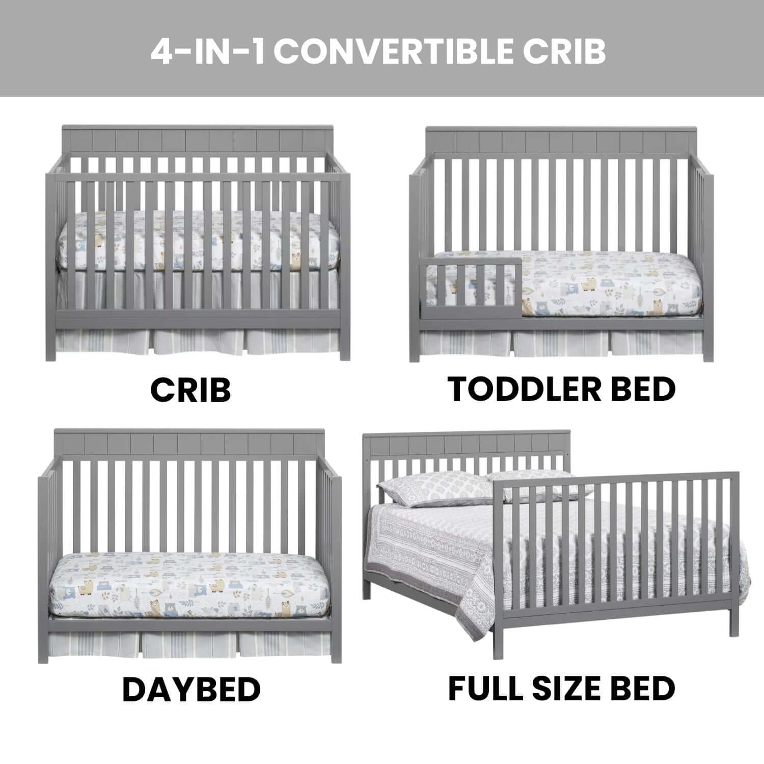 Logan 4-in-1 Convertible Crib - Feature Image of Logan 4-in-1 Convertible Crib Dove Gray