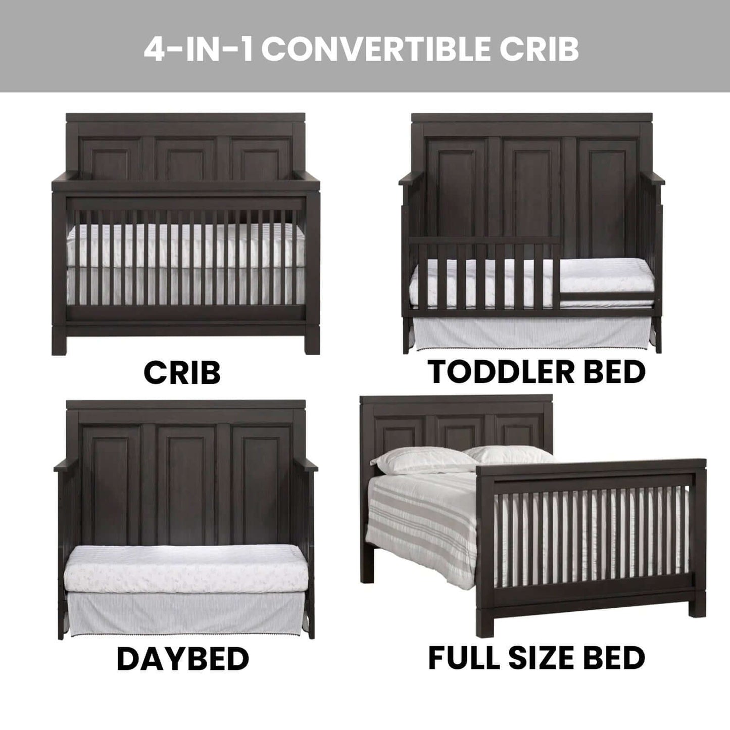 Manchester 4 In 1 Convertible Crib - Feature Image of Manchester 4 In 1 Convertible Crib Black Iron
