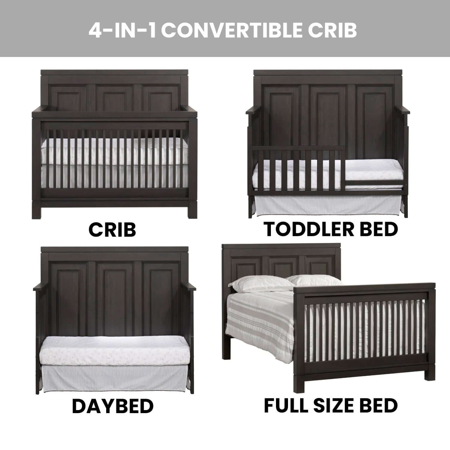 Manchester 4 In 1 Convertible Crib - Feature Image of Manchester 4 In 1 Convertible Crib Black Iron