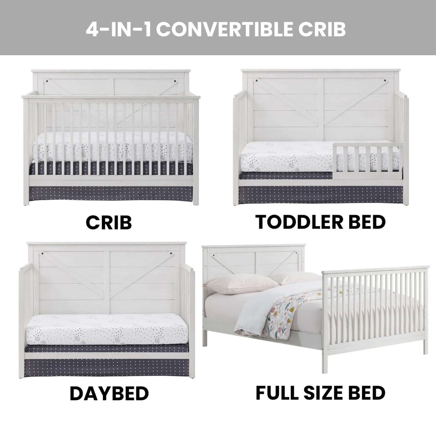 Montauk 4-in-1 Convertible Crib - Feature Image of Montauk 4-in-1 Convertible Crib Barn White