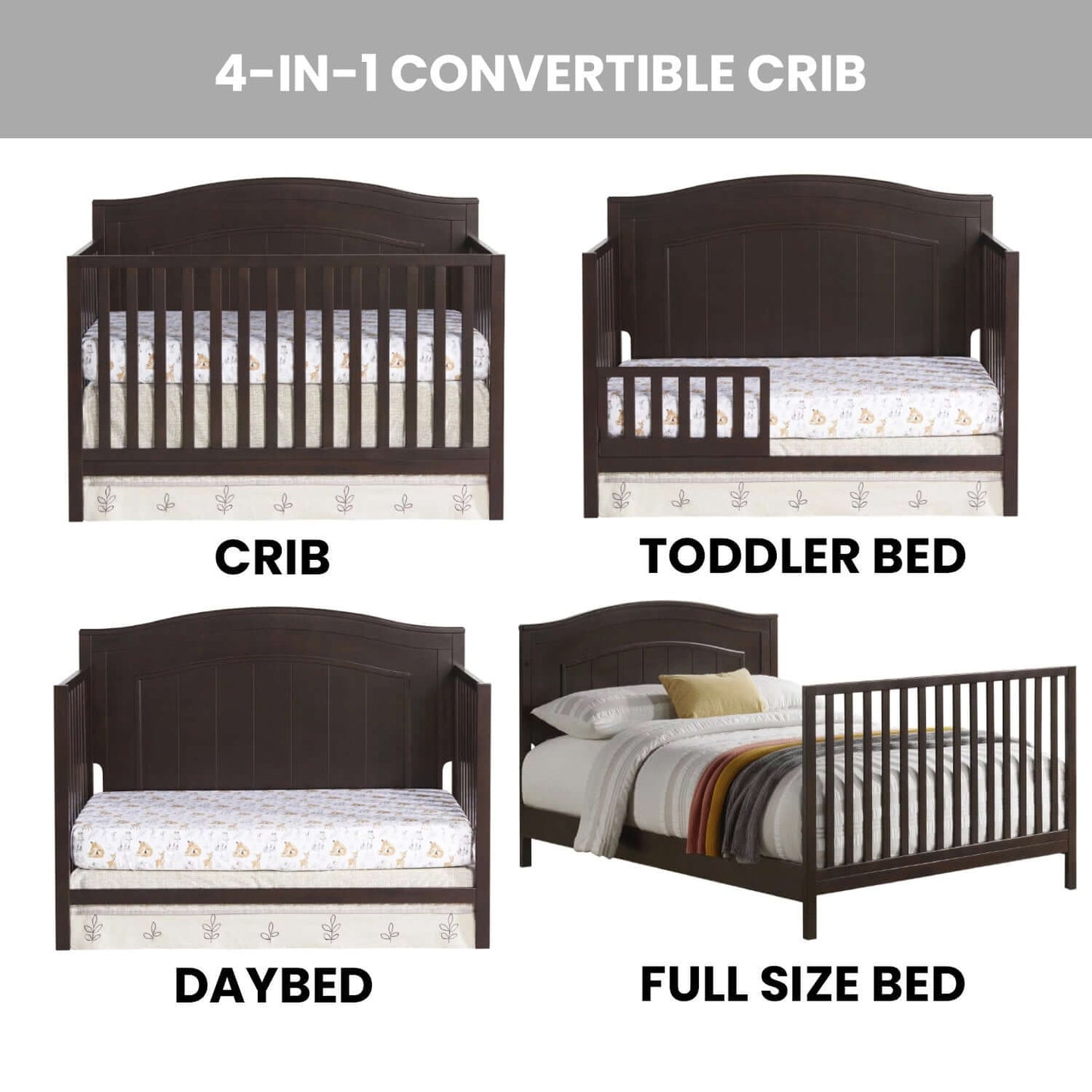Nolan 4 in 1 Convertible Crib - Feature Image of Nolan 4 in 1 Convertible Crib Espresso