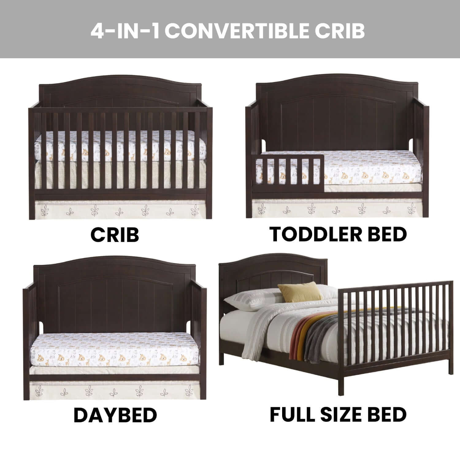 Nolan 4 in 1 Convertible Crib - Feature Image of Nolan 4 in 1 Convertible Crib Espresso