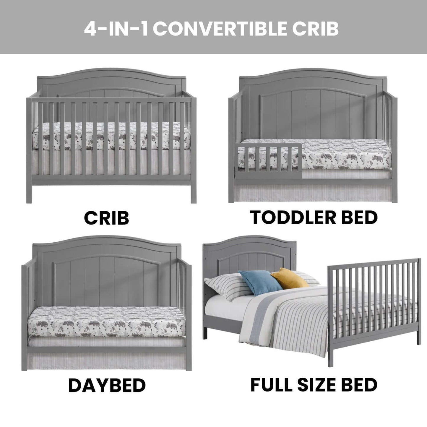 Nolan 4 in 1 Convertible Crib - Feature Image of Nolan 4 in 1 Convertible Crib Dove Gray