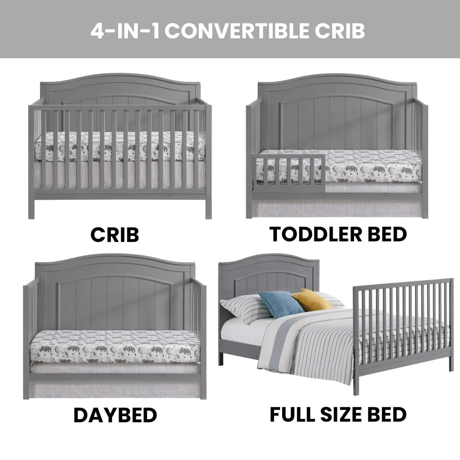 Nolan 4 in 1 Convertible Crib - Feature Image of Nolan 4 in 1 Convertible Crib Dove Gray