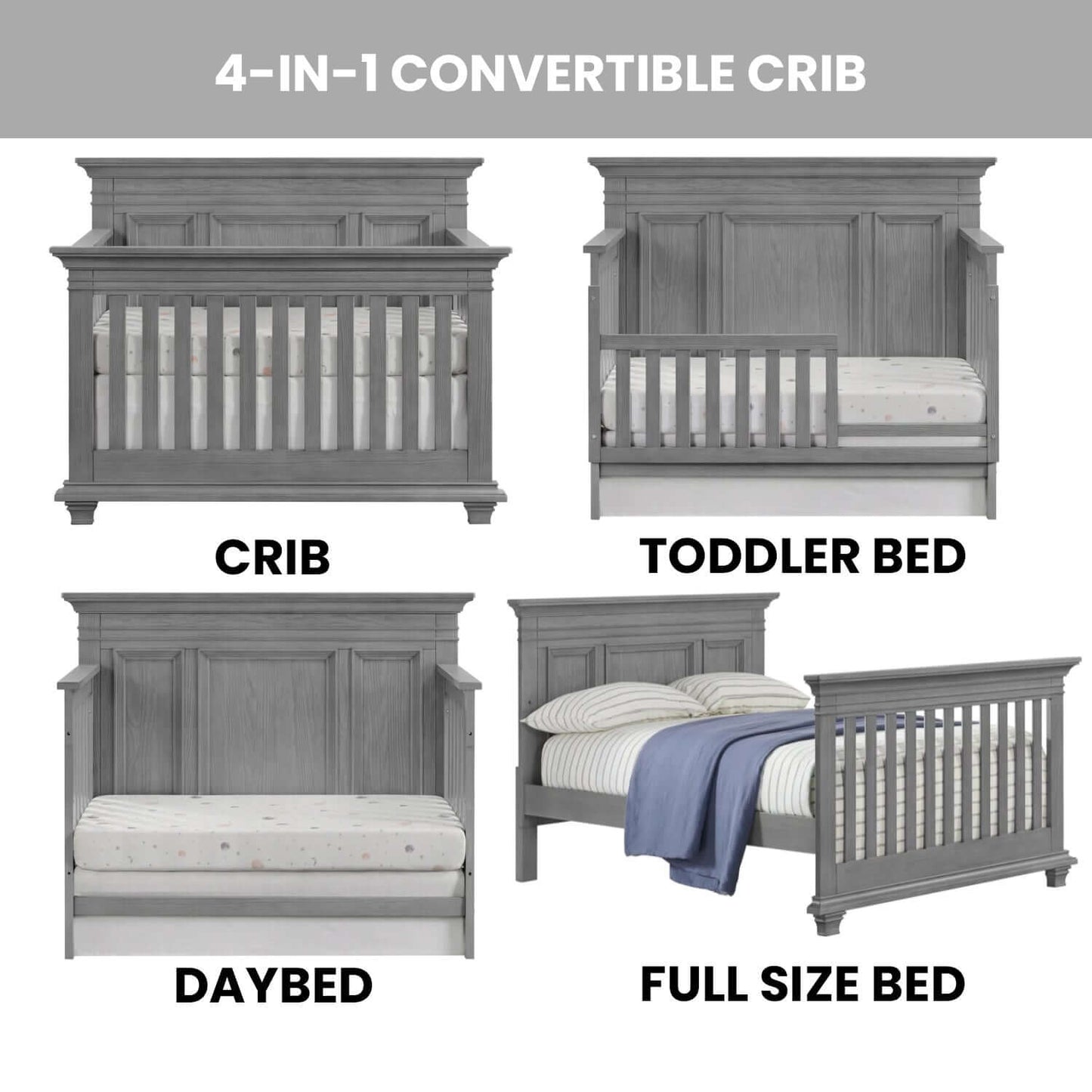 Weston 4 In 1 Convertible Crib - Feature Image of Weston 4 In 1 Convertible Crib Graphite Gray