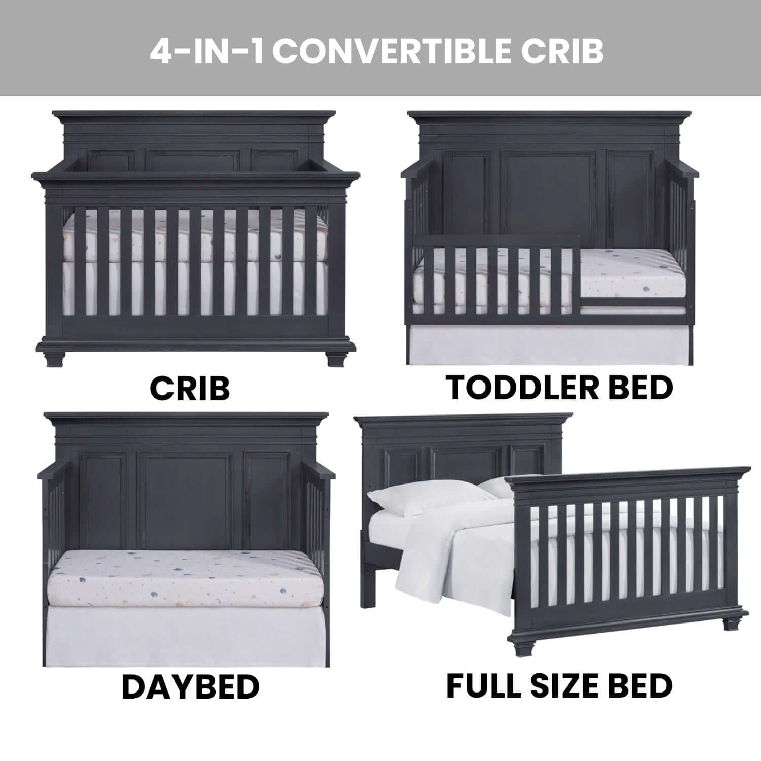 Weston 4 In 1 Convertible Crib - Feature Image of Weston 4 In 1 Convertible Crib Midnight Slate