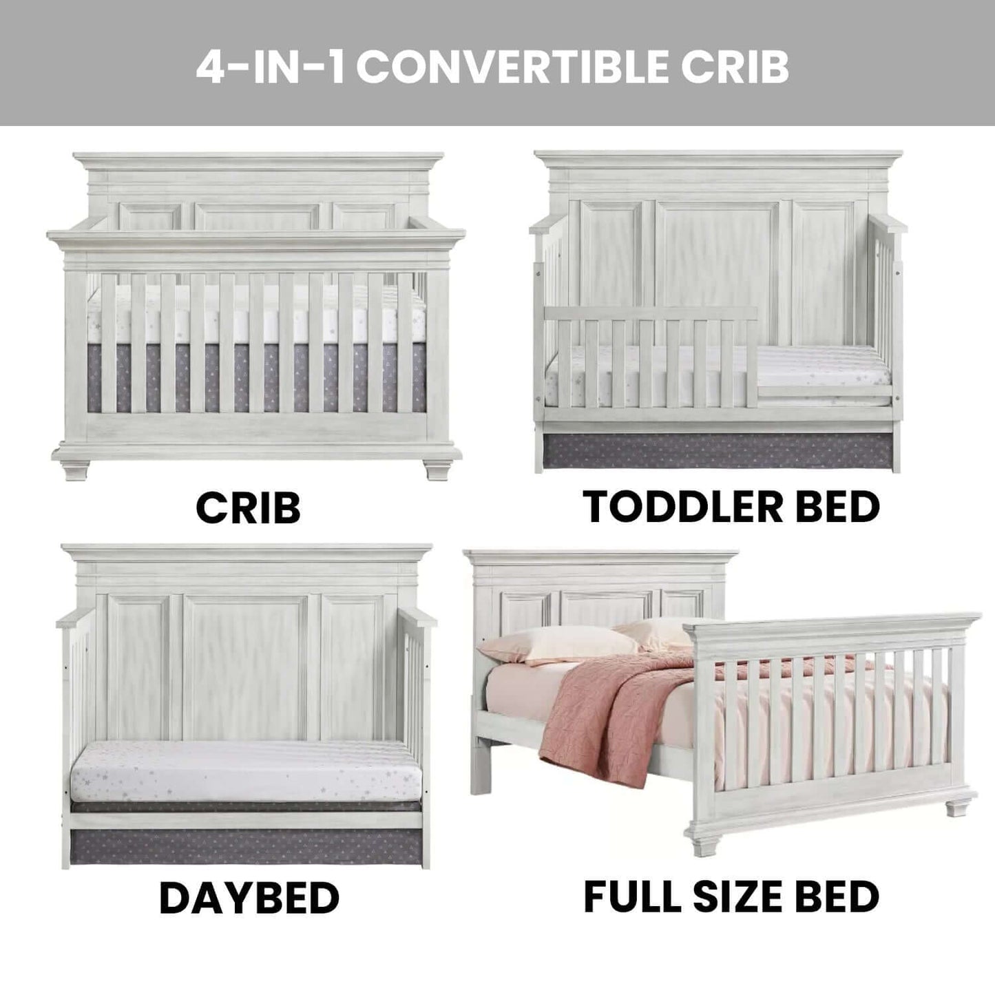 Weston 4 In 1 Convertible Crib - Feature Image of Weston 4 In 1 Convertible Crib Vintage White