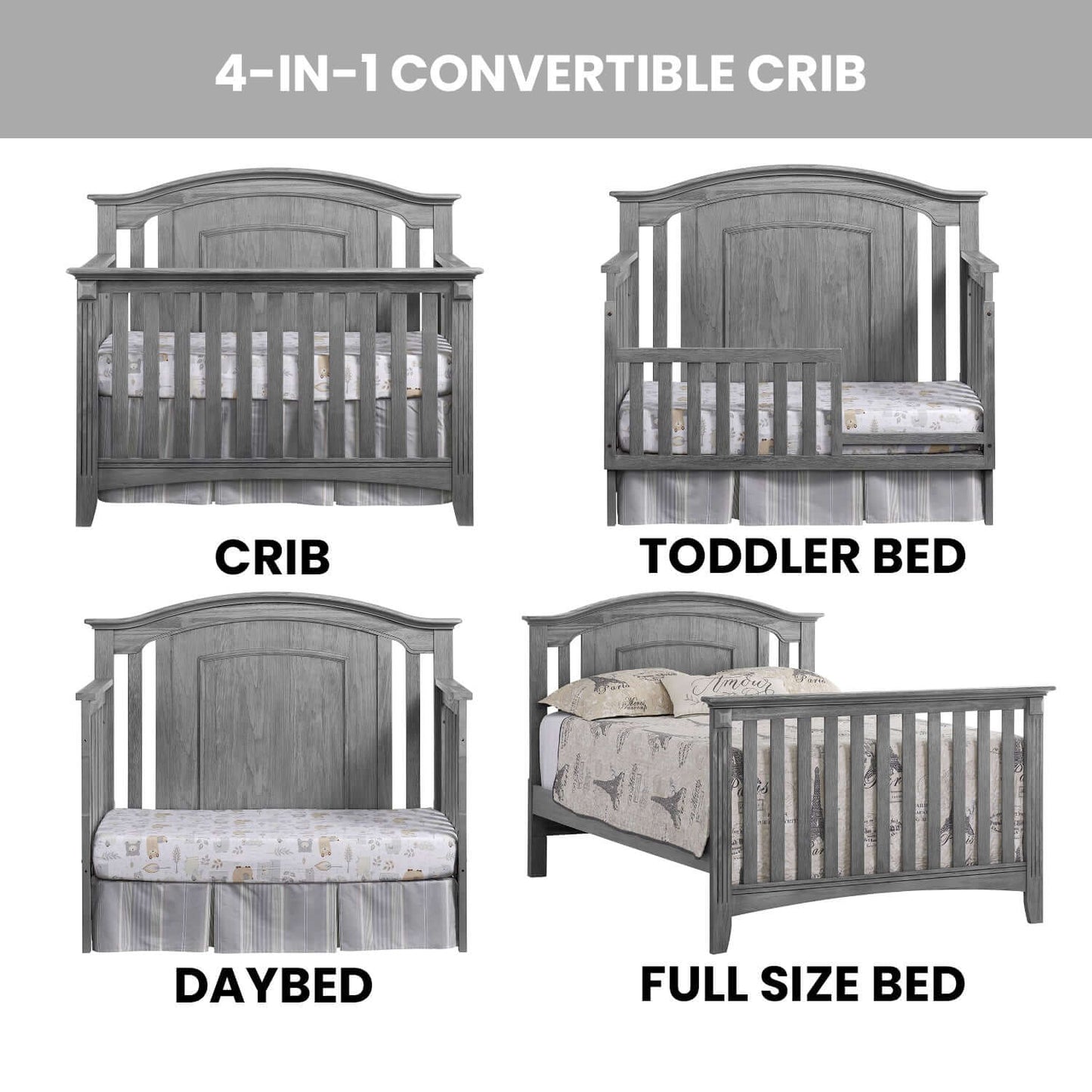 Willowbrook 4-in-1 Convertible Crib - Feature Image of Willowbrook 4-in-1 Convertible Crib Graphite Gray