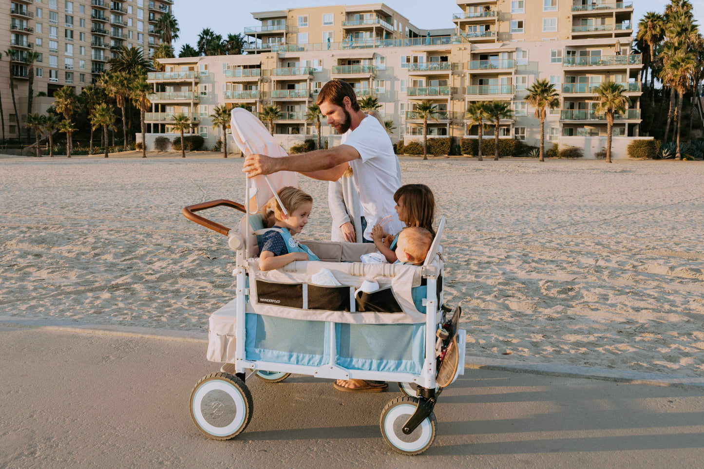 VW4 Volkswagen Stroller Wagon - Lifestyle image Front View of the Wagon Blue