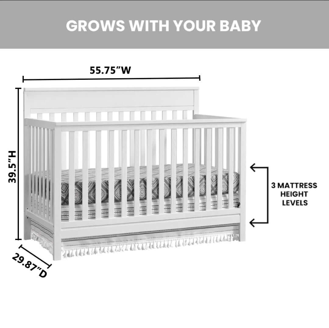 Castle Hill 4-in-1 Convertible Crib - Dimension Image of Castle Hill 4-in-1 Convertible Crib Barn White