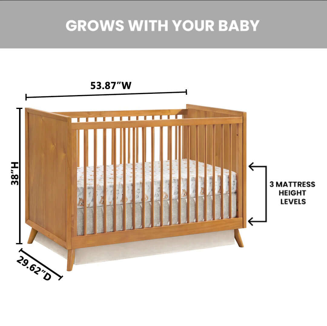Dawson 3 In 1 Convertible Crib - Dimension Image of Dawson 3 In 1 Convertible Crib Honey Brown