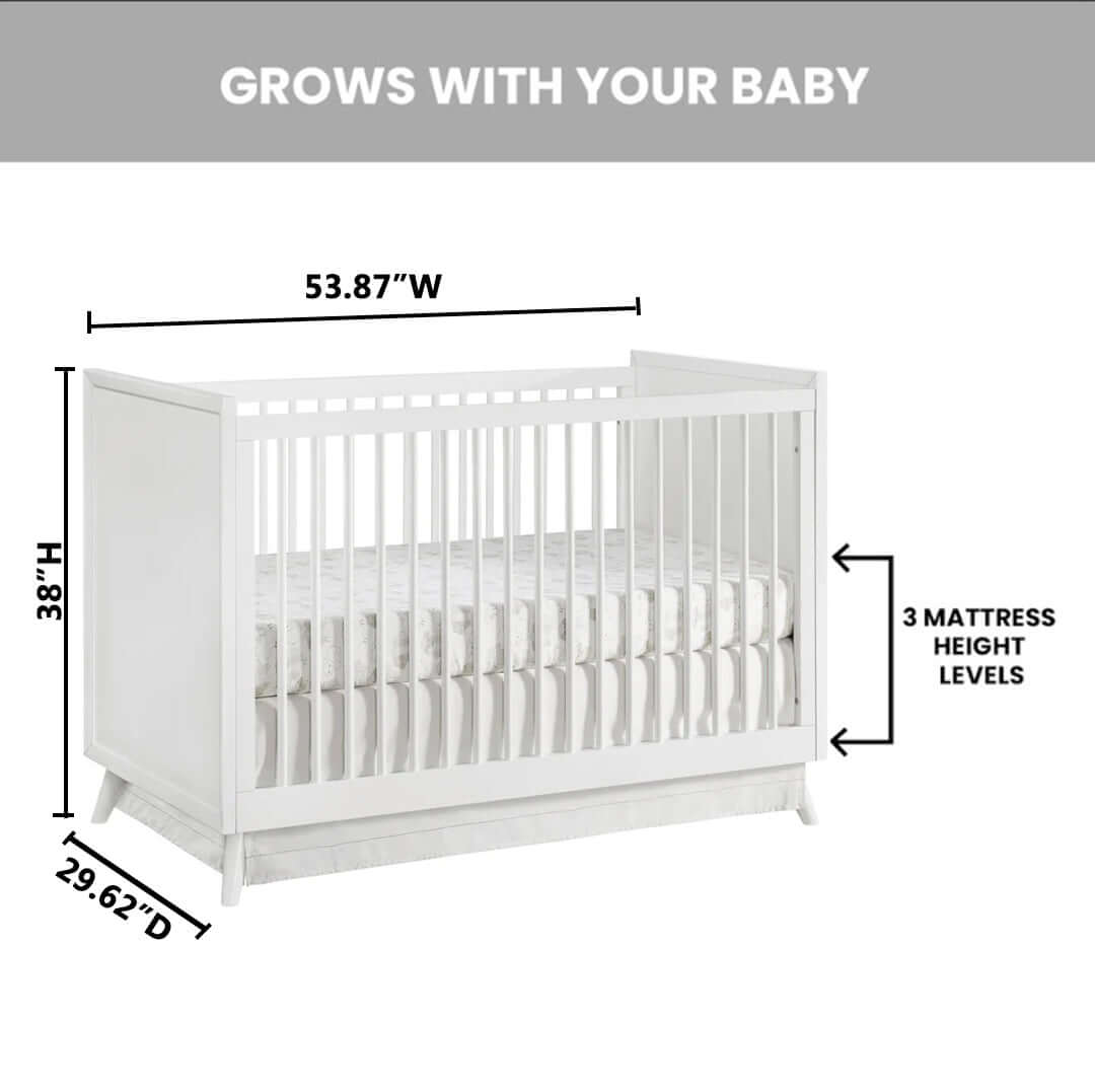 Dawson 3 In 1 Convertible Crib - Dimension Image of Dawson 3 In 1 Convertible Crib White