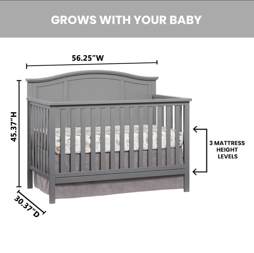 Emerson 4-in-1 Convertible Crib - Dimension Image of Emerson 4-in-1 Convertible Crib Snow White