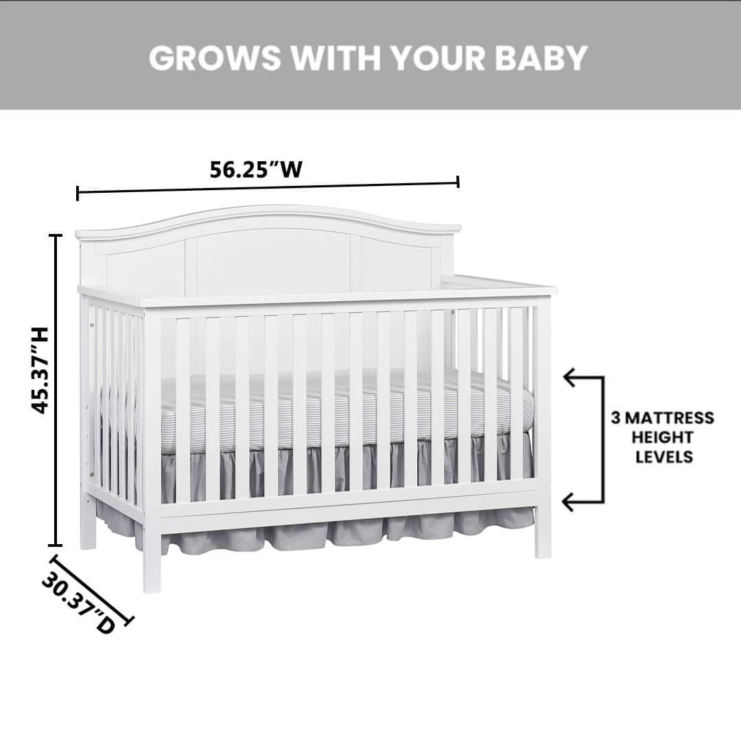 Emerson 4-in-1 Convertible Crib - Dimension Image of Emerson 4-in-1 Convertible Crib Snow White