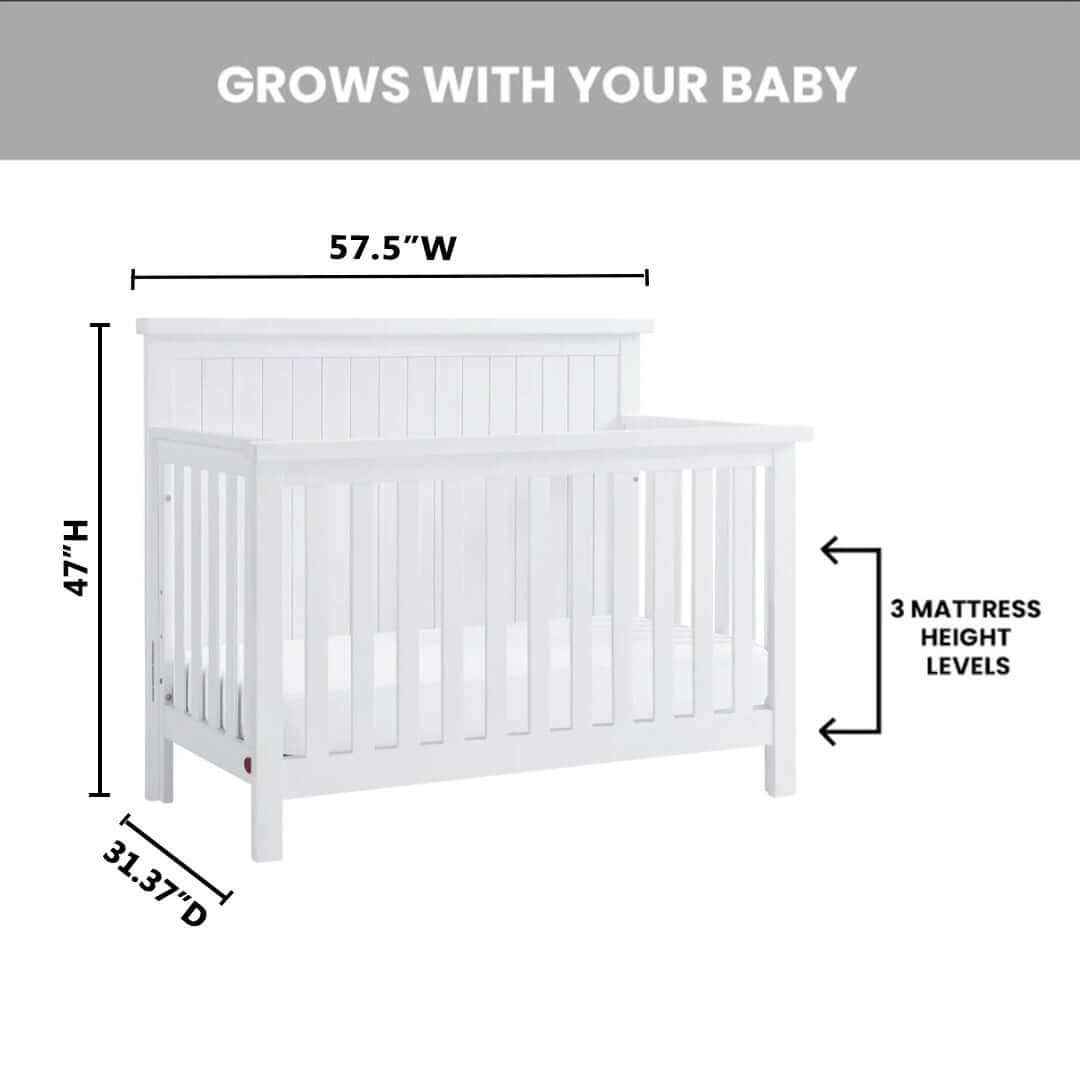 Everlee 4-In-1 Convertible Crib - Dimension Image of Everlee 4-In-1 Convertible Crib Whitewash