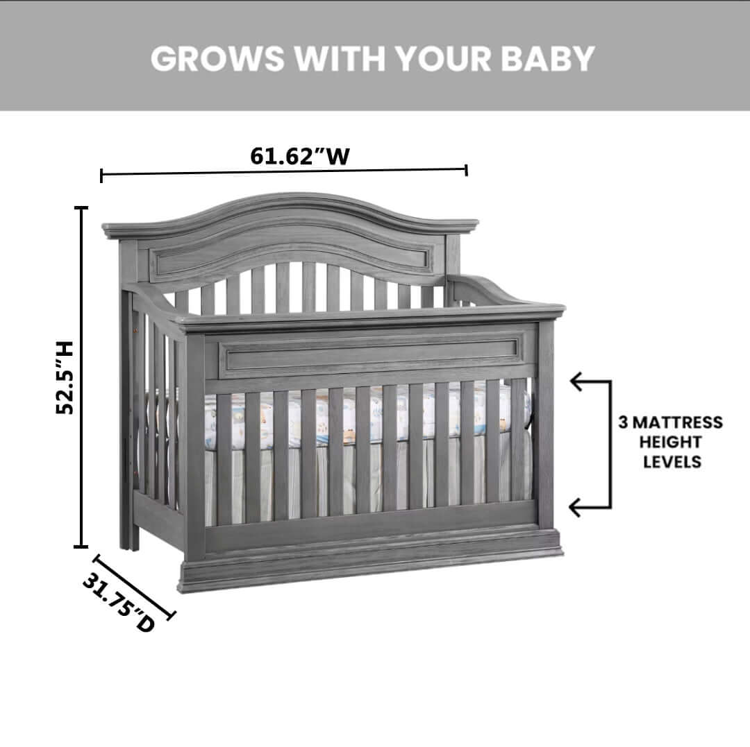 Glenbrook 4-in-1 Convertible Crib - Dimension Image of Glenbrook 4-in-1 Convertible Crib Graphite Gray