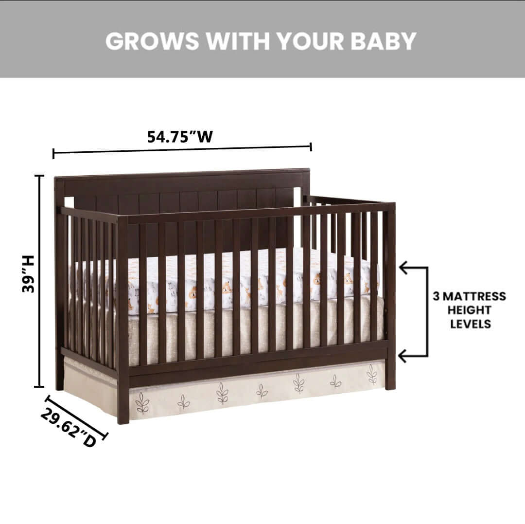 Lazio 4-in-1 Convertible Crib - Dimension Image of Lazio 4-in-1 Convertible Crib Espresso