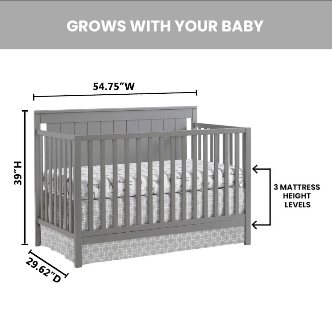 Lazio 4-in-1 Convertible Crib - Dimension Image Lazio 4-in-1 Convertible Crib Dove Gray