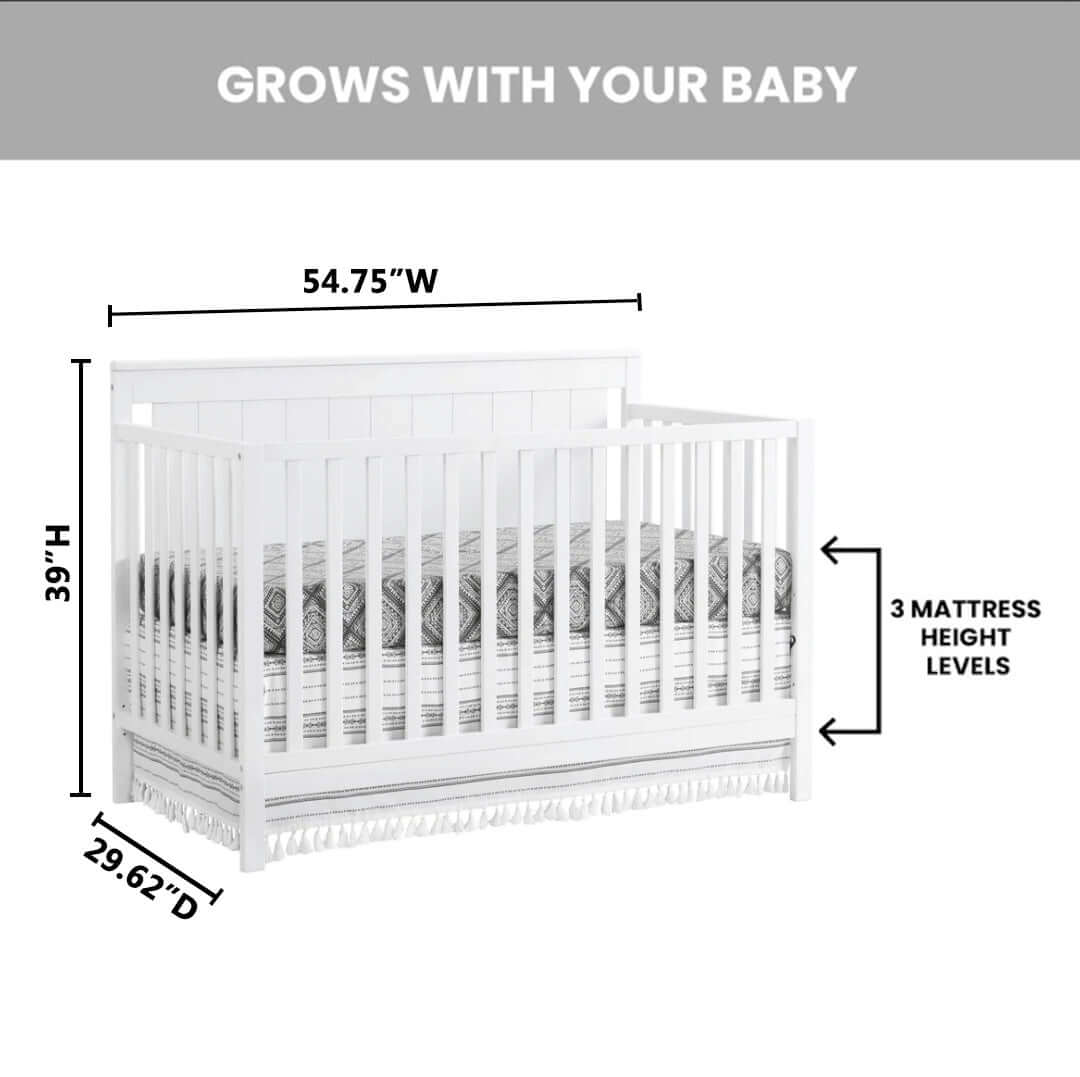Lazio 4-in-1 Convertible Crib - Dimension Image of Lazio 4-in-1 Convertible Crib Snow White